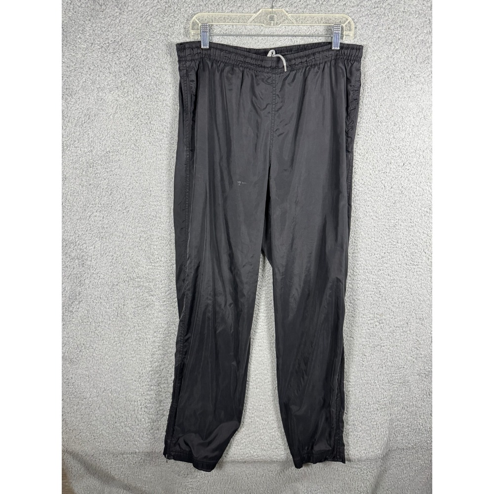 Nike Vintage Black Nylon Track Pants Mens Large Mesh Lined Zipper Cuffs 90s Y2K
